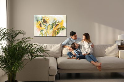 Ljuddämpande tavla - Watercolor sunflowers