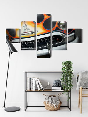 Ljuddämpande tavla - Historic car with flames