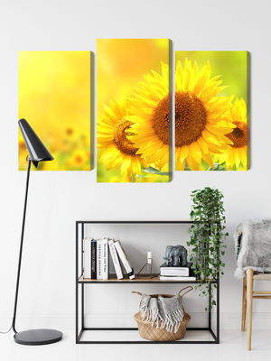 Ljuddämpande tavla - Blooming sunflowers 3d