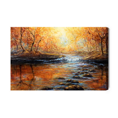 Ljuddämpande tavla - River in the autumn forest