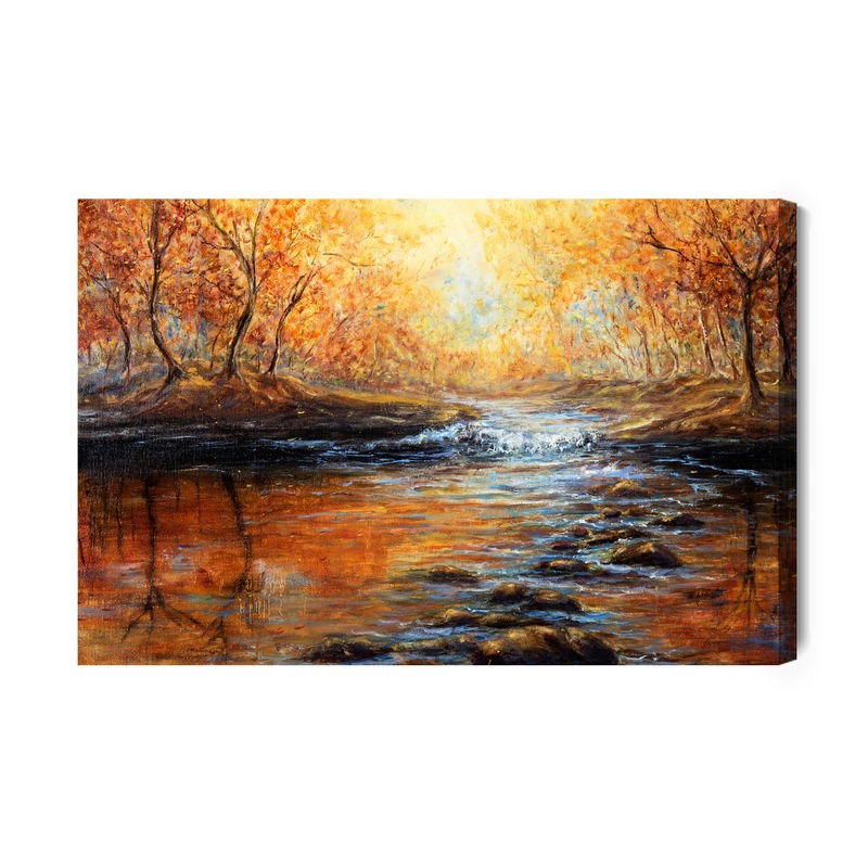 Ljuddämpande tavla - River in the autumn forest