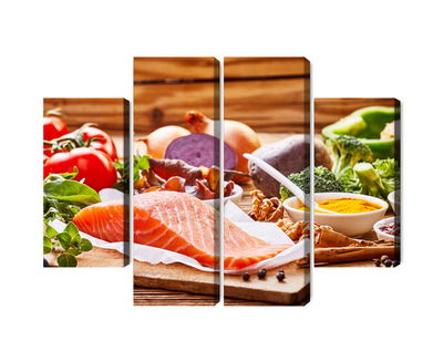 Ljuddämpande tavla - Salmon among vegetables