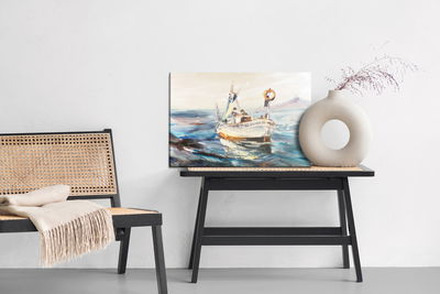 Ljuddämpande tavla - Sea ship and fishermen