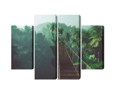 Ljuddämpande tavla - Rope bridge in the jungle 3d