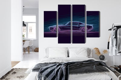 Ljuddämpande tavla - Neon muscle car