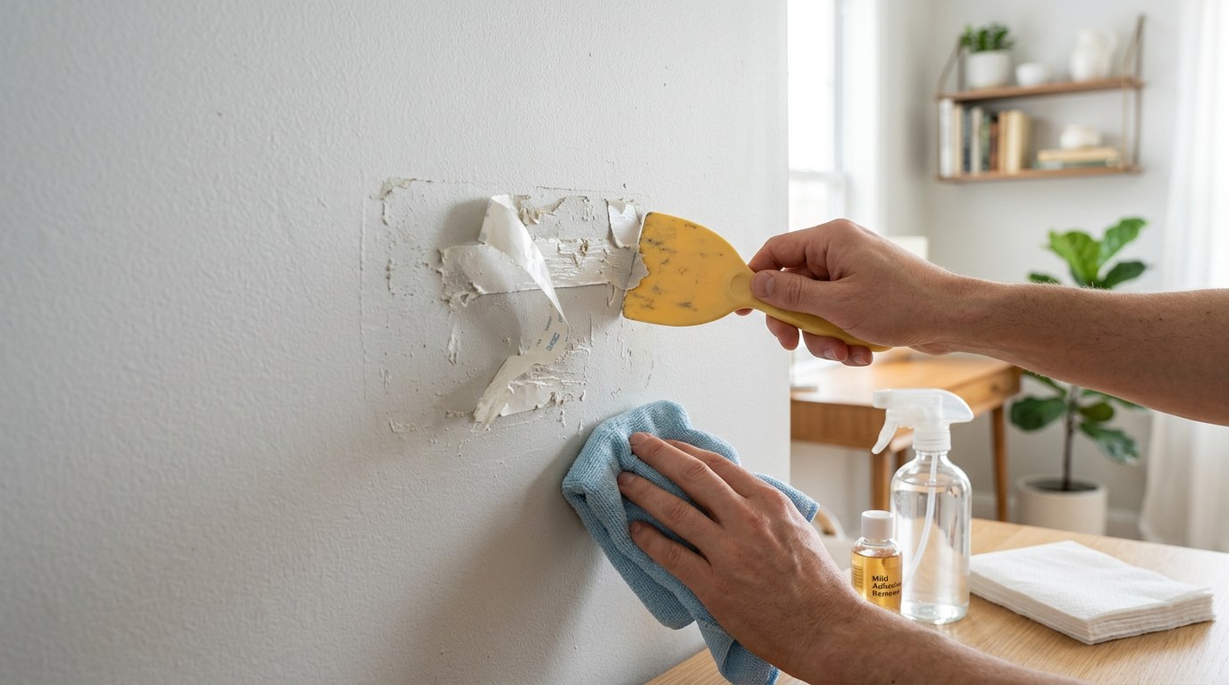 Hur får man bort dubbelhäftande tejp från en yta?