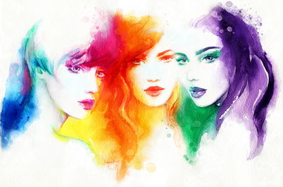 Ljuddämpande tavla - Watercolor portrait of three