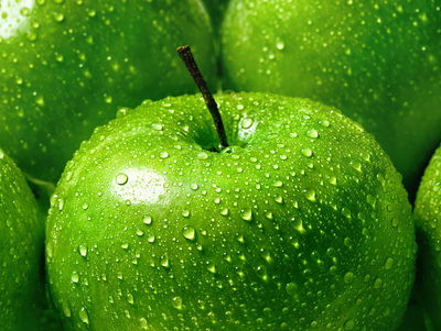 Ljuddämpande tavla - Green apples on a macro scale