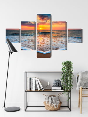 Ljuddämpande tavla - Sunset on the sea 3d