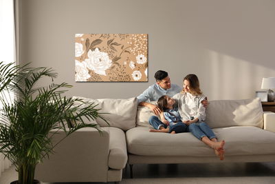 Ljuddämpande tavla - Peonies and leaves