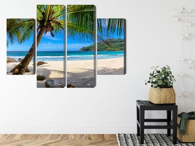 Ljuddämpande tavla - Tropical beach with 3d palm