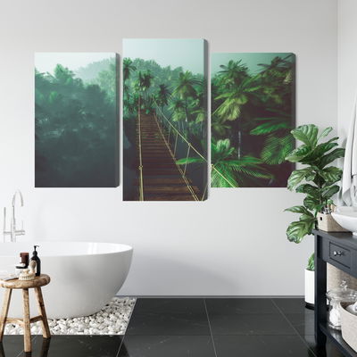Ljuddämpande tavla - Rope bridge in the jungle 3d