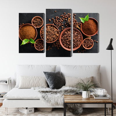 Ljuddämpande tavla - Ground coffee and beans