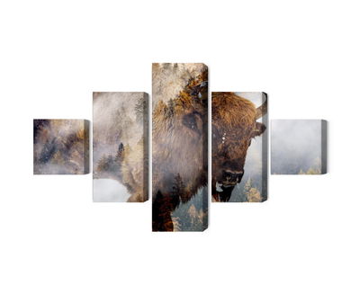 Ljuddämpande tavla - A bison on the background