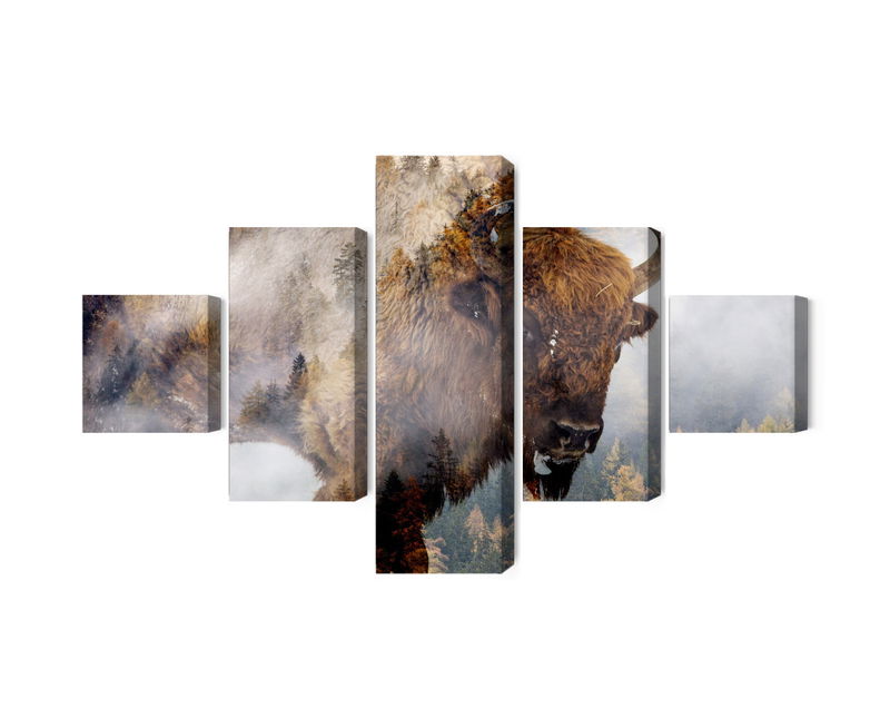 Ljuddämpande tavla - A bison on the background