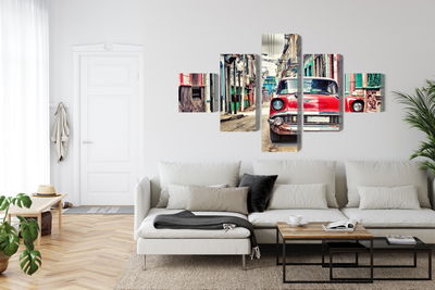 Ljuddämpande tavla - Red chevrolet car in retro