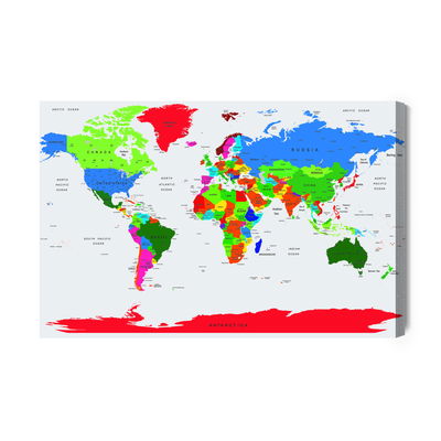 Ljuddämpande tavla - Colorful world political map