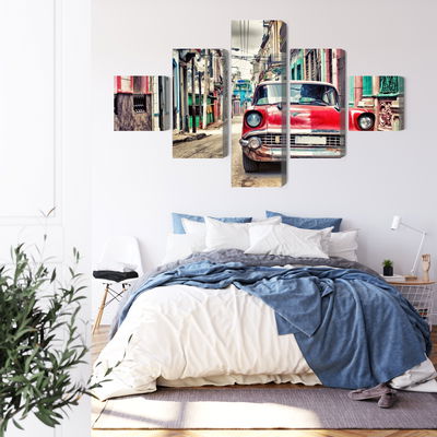 Ljuddämpande tavla - Red chevrolet car in retro