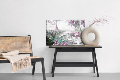 Ljuddämpande tavla - A cafe with the eiffel tower