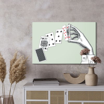 Ljuddämpande tavla - Woman's hand with a deck of