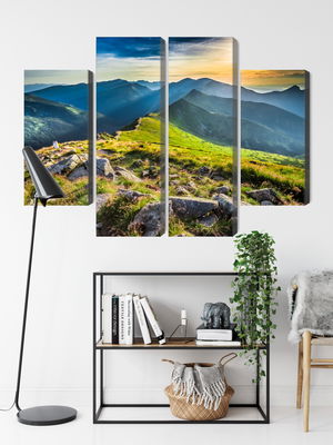 Ljuddämpande tavla - Sunset in the mountains 3d