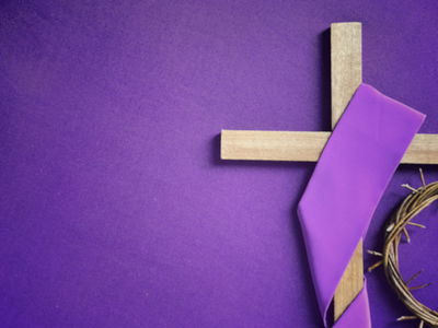 Ljuddämpande tavla - Cross on a purple background