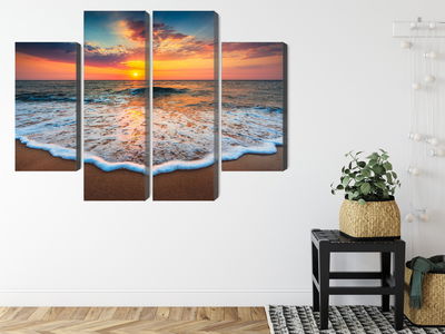 Ljuddämpande tavla - Sunset on the sea 3d