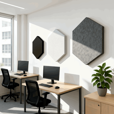 Ljudabsorbering till vägg - PES hexagon wall Ljudabsorbering till vägg - PES hexagon wall