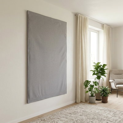 SilentDirect Acoustic Wall Textile, light gray wall fabric installed in a room