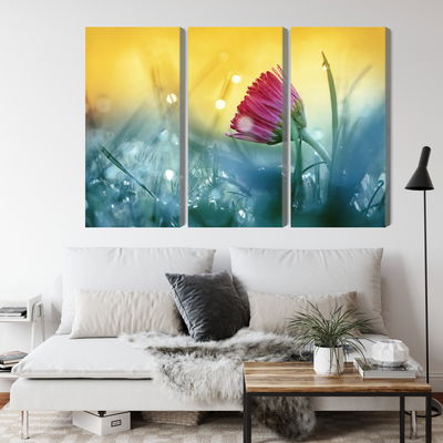 Ljuddämpande tavla - Pink flower on a 3d meadow