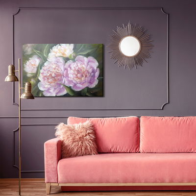 Ljuddämpande tavla - Peonies roses and leaves as