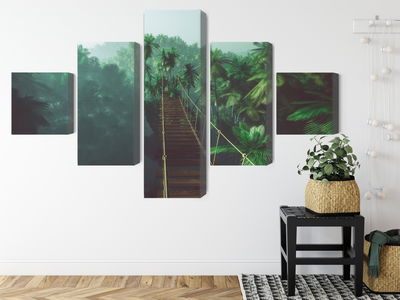 Ljuddämpande tavla - Rope bridge in the jungle 3d