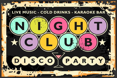 Ljuddämpande tavla - Retro disco club inscriptions