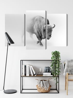 Ljuddämpande tavla - Bison in the fog 3d