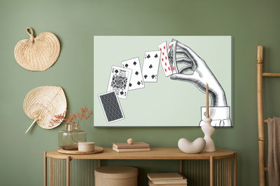 Ljuddämpande tavla - Woman's hand with a deck of