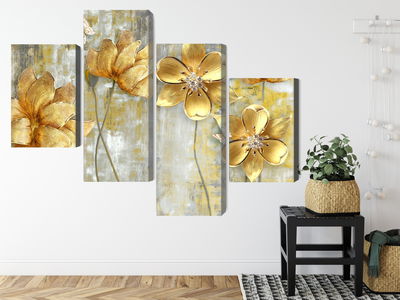 Ljuddämpande tavla - Decorative flowers in shades