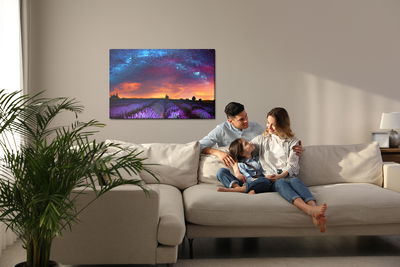 Ljuddämpande tavla - Lavender field on a starry