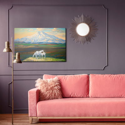 Ljuddämpande tavla - Horses on the background