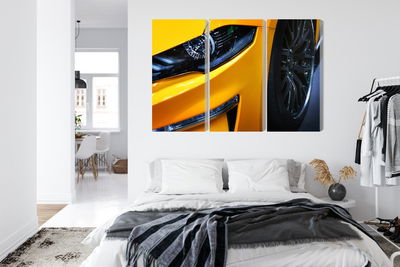 Ljuddämpande tavla - Front of a yellow sports car