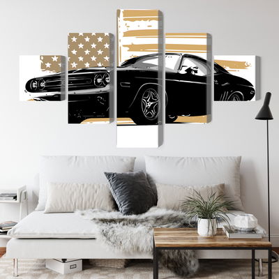 Ljuddämpande tavla - American muscle car with Usa
