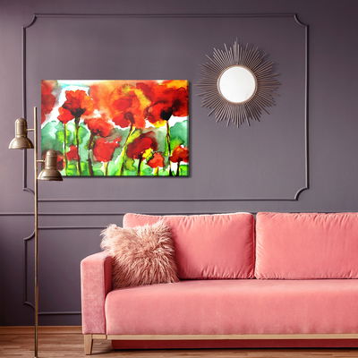 Ljuddämpande tavla - Poppies painted