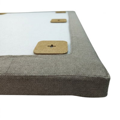 Close-up of the hidden mounting bracket on the SilentDirect PES Wall Fabric sound absorber