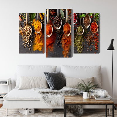 Ljuddämpande tavla - Spices on a black background