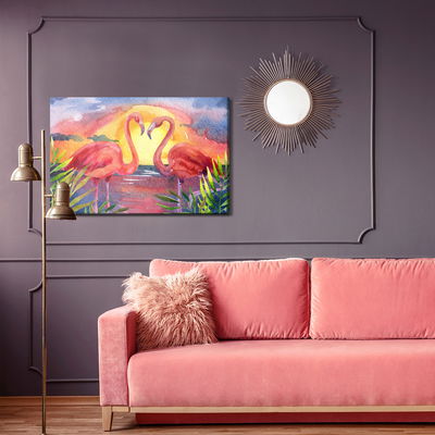 Ljuddämpande tavla - Pink birds