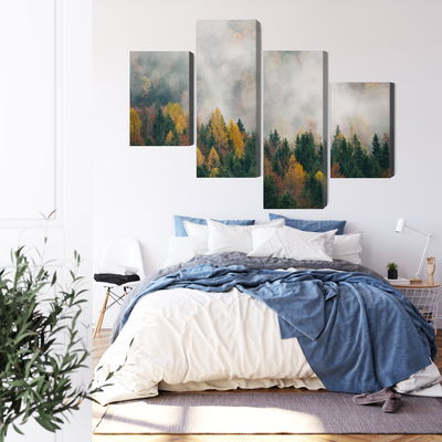 Ljuddämpande tavla - Autumn forest in fog 3d