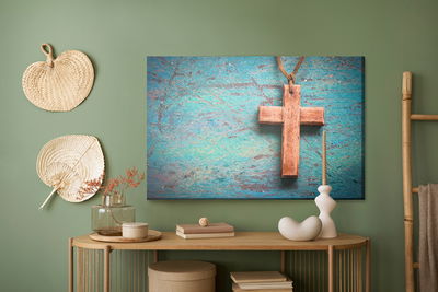 Ljuddämpande tavla - Cross on a blue background