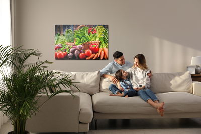 Ljuddämpande tavla - Rich basket of vegetables