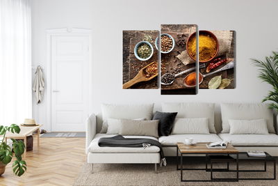 Ljuddämpande tavla - Board with various spices