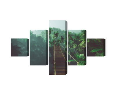 Ljuddämpande tavla - Rope bridge in the jungle 3d