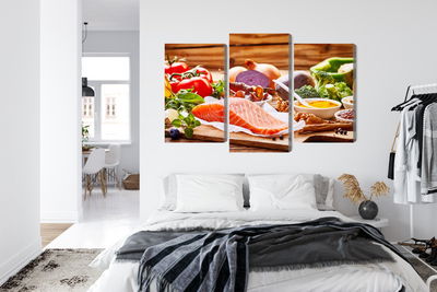 Ljuddämpande tavla - Salmon among vegetables